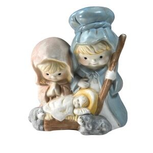 Vintage Taiwan Nativity Scene Ceramic Baby Jesus Mary Joseph Sheep ShepherD‎